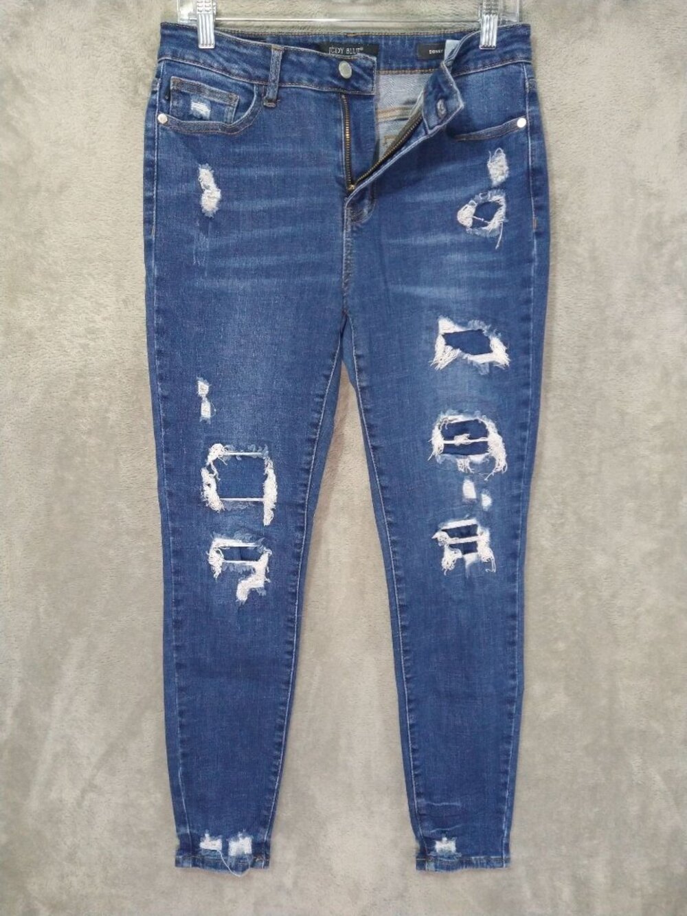 Judy Blue Jeans Womens 9/29 Denim Skinny Fit Mid Rise Distressed Stretch